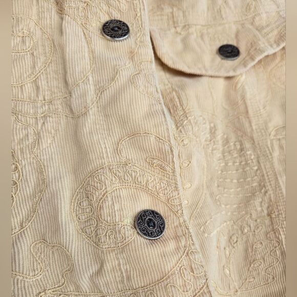 Chicos Embroidery Corduroy Jacket Size 3 Yellow - Picture 11 of 12